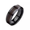Mm Comfort Fit Black Ceramic Ring With Wood Image